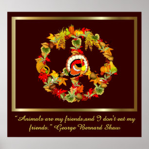 Peace Symbol Thanksgiving Turkey Poster