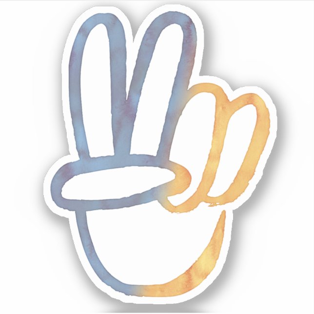 PEACE Symbol V-Sign Freedom Anti-war blue yellow (Front)