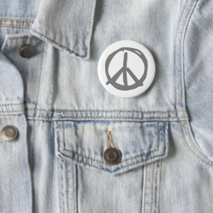 Peace Symbol Vintage Sign For Peaceful Hippie 6 Cm Round Badge