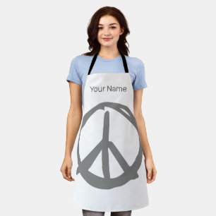 Peace Symbol Vintage Sign For Peaceful Hippie Apron