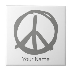 Peace Symbol Vintage Sign For Peaceful Hippie Tile