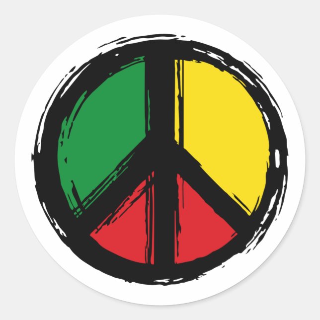 Peace Symbol with reaggae colors Classic Round Sticker (Front)
