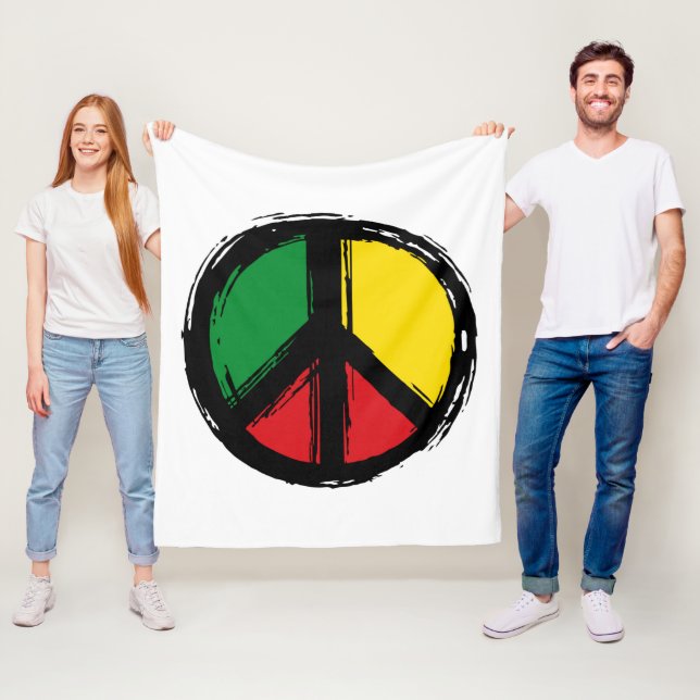 Peace Symbol with reaggae colours Fleece Blanket (In Situ)