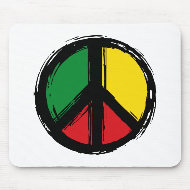 Peace Symbol with reaggae colours Mouse Mat (Front)