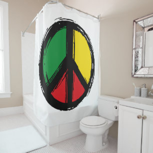 Peace Symbol with reaggae colours Shower Curtain