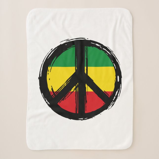 Peace Symbol with reaggae style Sherpa Blanket (Front)