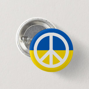 Peace symbol with Ukraine flag anti war 3 Cm Round Badge