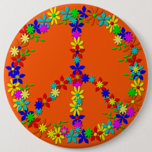 peace symbols, 6 cm round badge