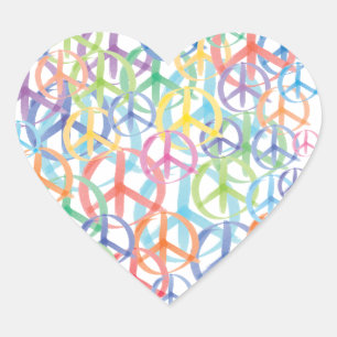 Peace Symbols Art Heart Sticker