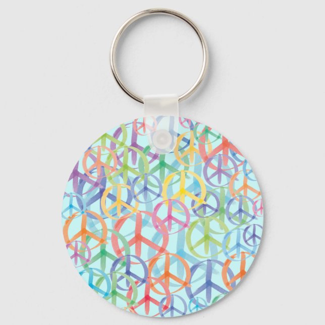 Peace Symbols Art Key Ring (Front)