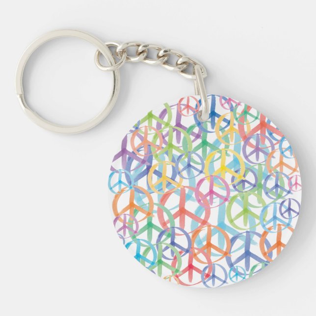 Peace Symbols Art Key Ring (Front)