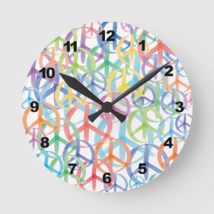 Peace Symbols Art Round Clock