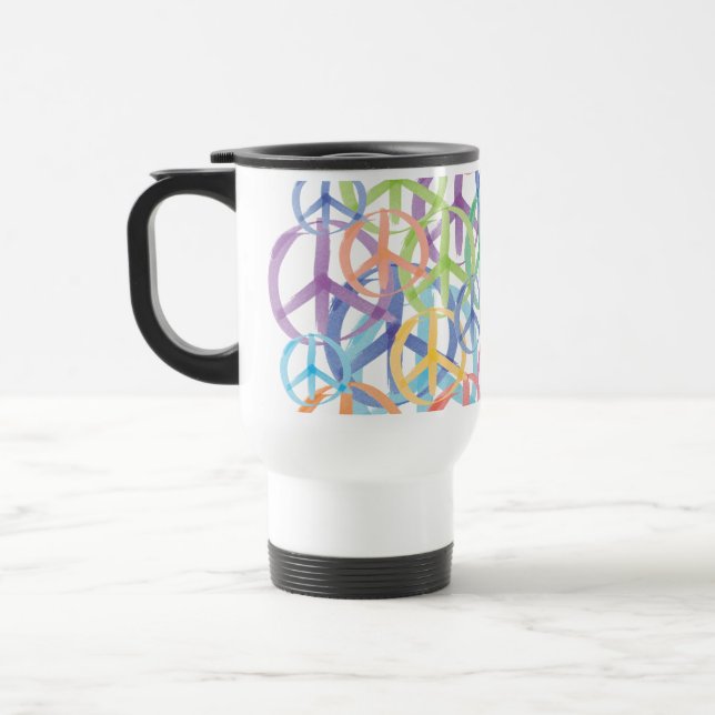 Peace Symbols Art Travel Mug (Left)
