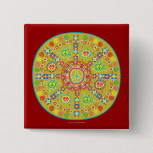 Peace Symbols Design 15 Cm Square Badge