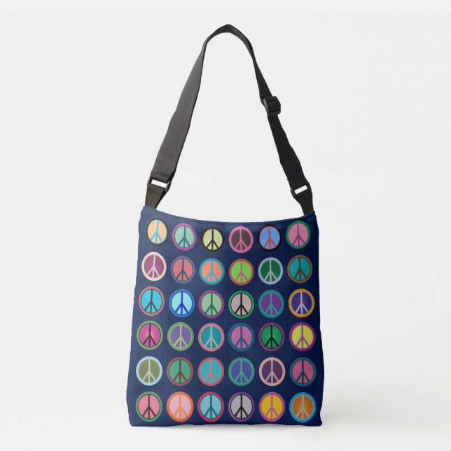 Peace Symbols in Colour Crossbody Bag (Front)