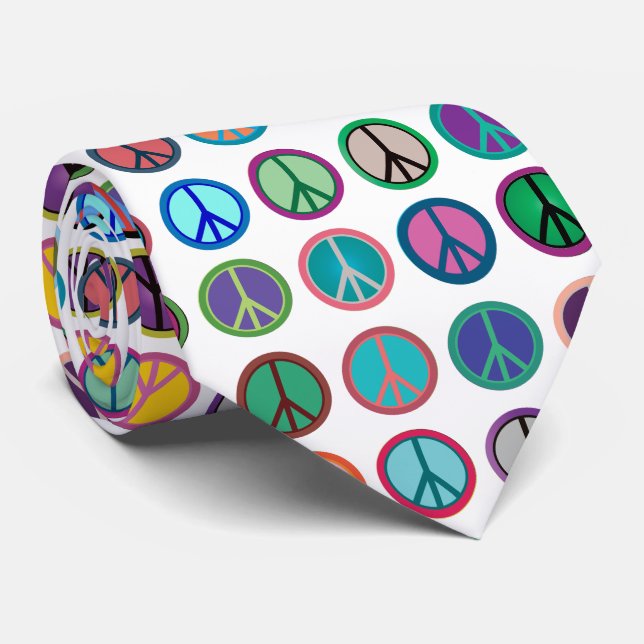 Peace Symbols in Colour Tie (Rolled)