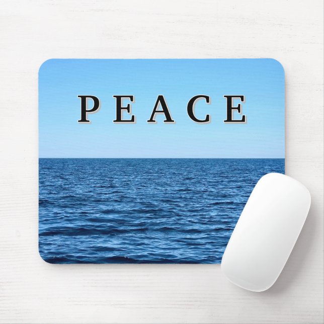 PEACE Text On Blue Lake Michigan  Mouse Mat (With Mouse)