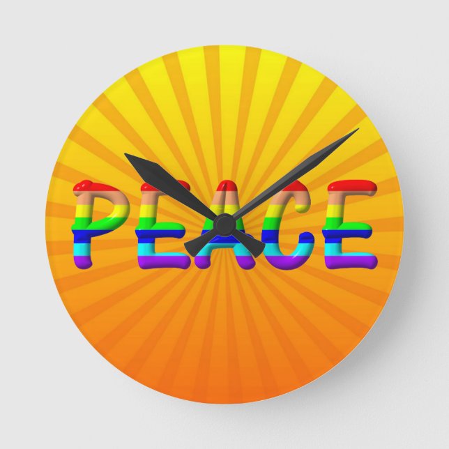 peace text round clock (Front)