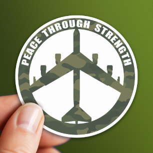 Peace Through Strength Classic Round Sticker