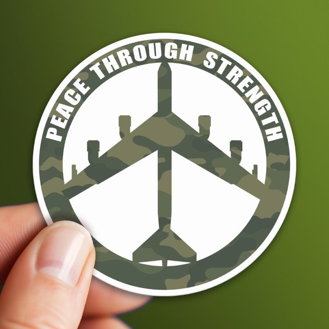 Peace Through Strength Classic Round Sticker (Patriotic Sticker)