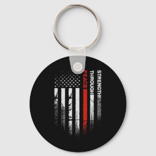 Peace Through Strength Distressed Flag Usa Key Ring