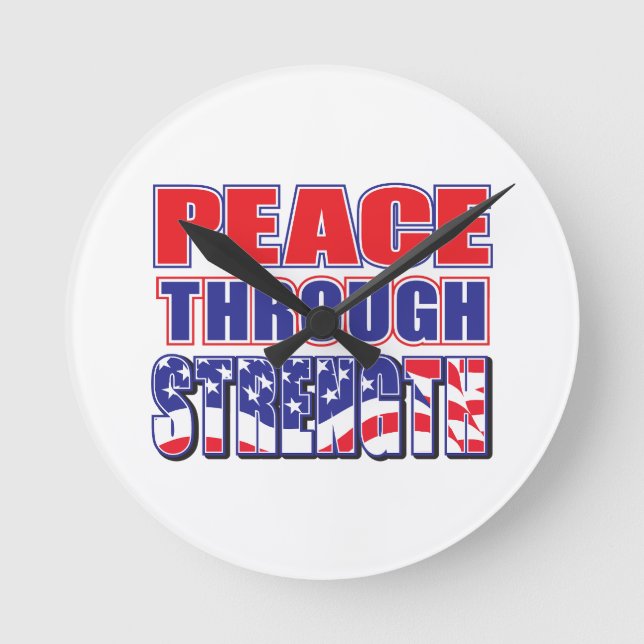 Peace through Strength Round Clock (Front)