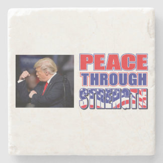 Peace Through Strength Trump Stone Coaster