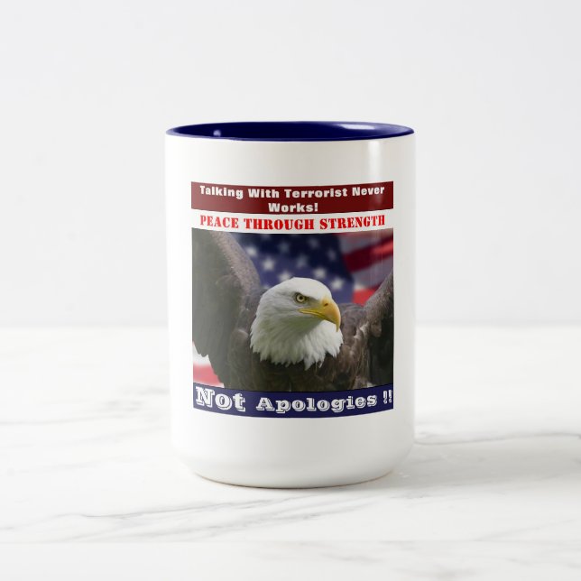 Peace Through Strength Two-Tone Coffee Mug (Center)
