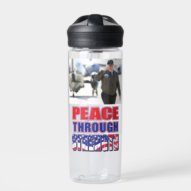 Peace Through Strength Water Bottle (Front)