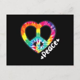 Peace Tie Dye Vintage Heart Hippie Retro Groovy Postcard