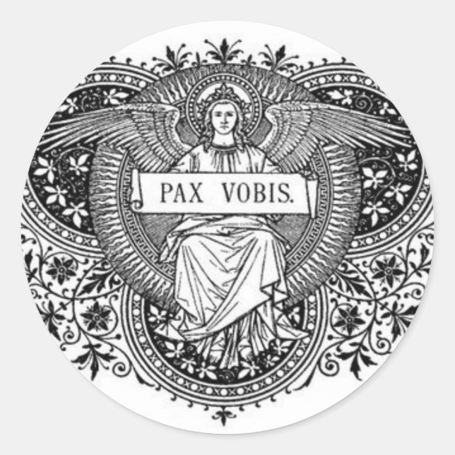 Peace to You Pax Vobis Latin Angel Classic Round Sticker (Front)