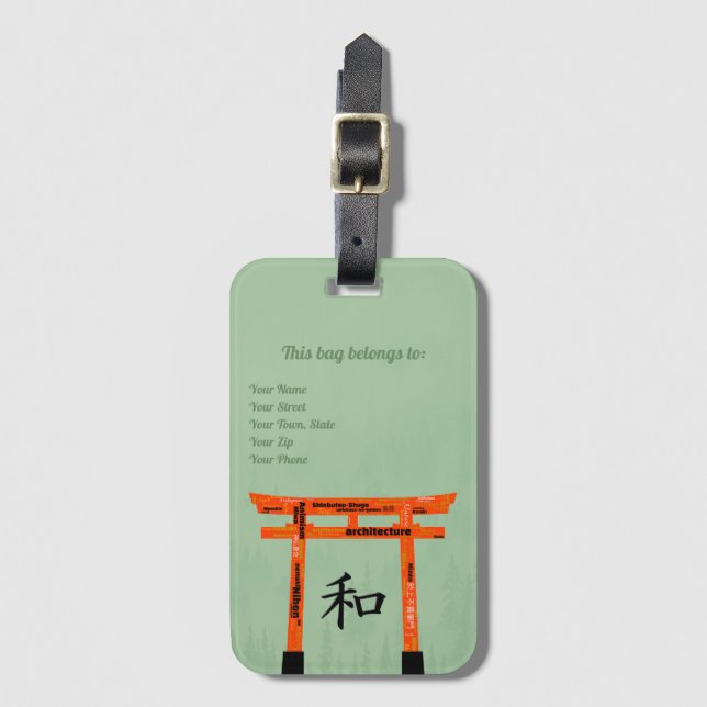 Peace Torii (on vermillion) Luggage Tag (Front Vertical)