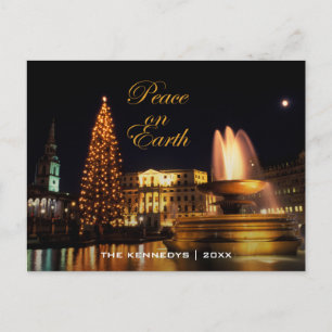 Peace - Trafalgar Square at Christmas, London. Holiday Postcard
