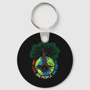 Peace Tree Love - Environmental Protection Earth D Key Ring