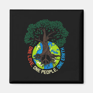 Peace Tree Love - Environmental Protection Earth D Magnet