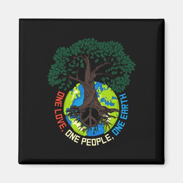 Peace Tree Love - Environmental Protection Earth D Magnet (Front)