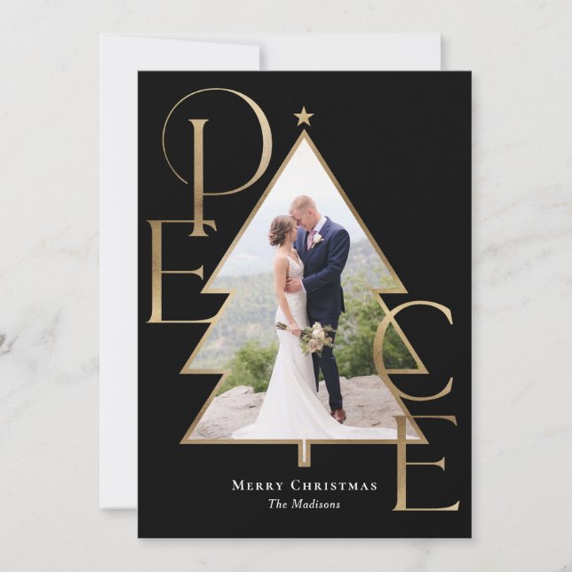 Peace Tree Modern Holiday Photo Card (Front)