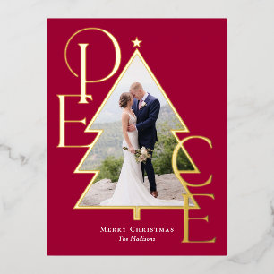 Peace Tree REAL FOIL Holiday Photo Card Postcard