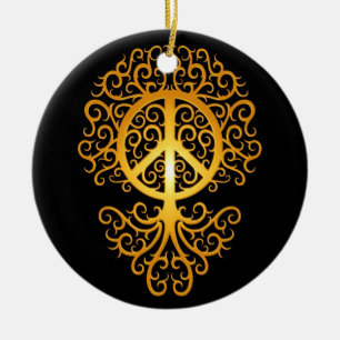 Peace Tree, yellow and black Ceramic Tree Decoration