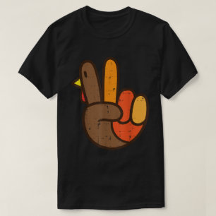 Peace Turkey Hand Retro Thanksgiving Shirt