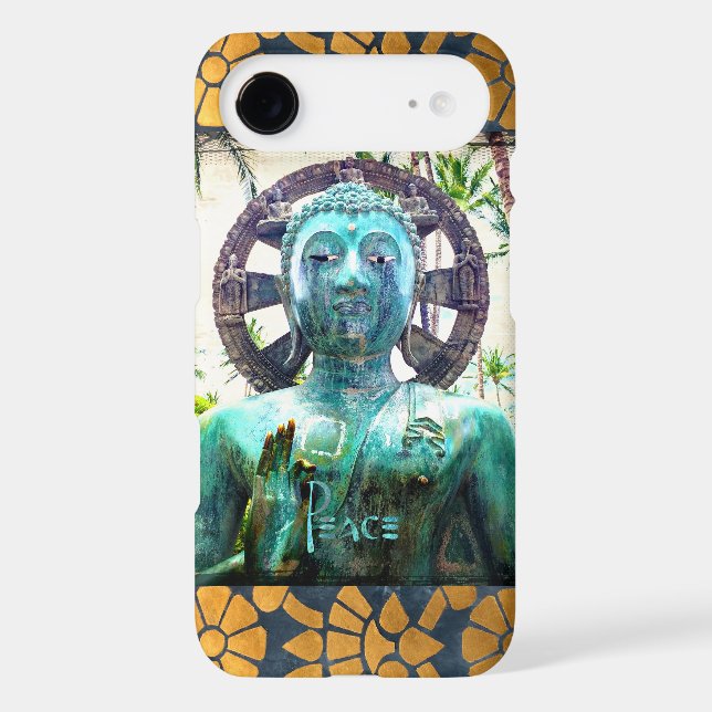 Peace Turquoise Buddha Photo With Gold Mosaic (Back)