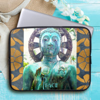 Peace Turquoise Buddha Statue Gold Mosaic Photo