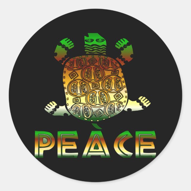 Peace Turtle Classic Round Sticker (Front)