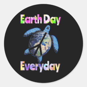 Peace Turtle Earth Day Everyday Turtle Watercolor  Classic Round Sticker