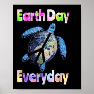 Peace Turtle Earth Day Everyday Turtle Watercolor Poster