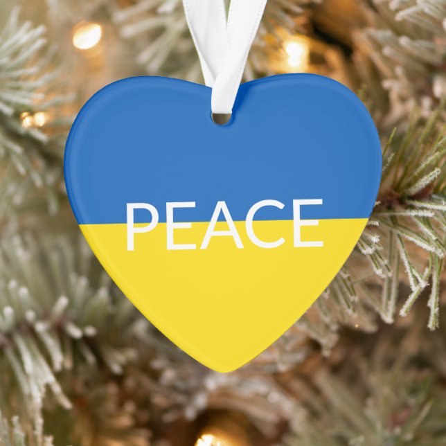 Peace Ukraine flag blue yellow custom text Ornament (Tree)