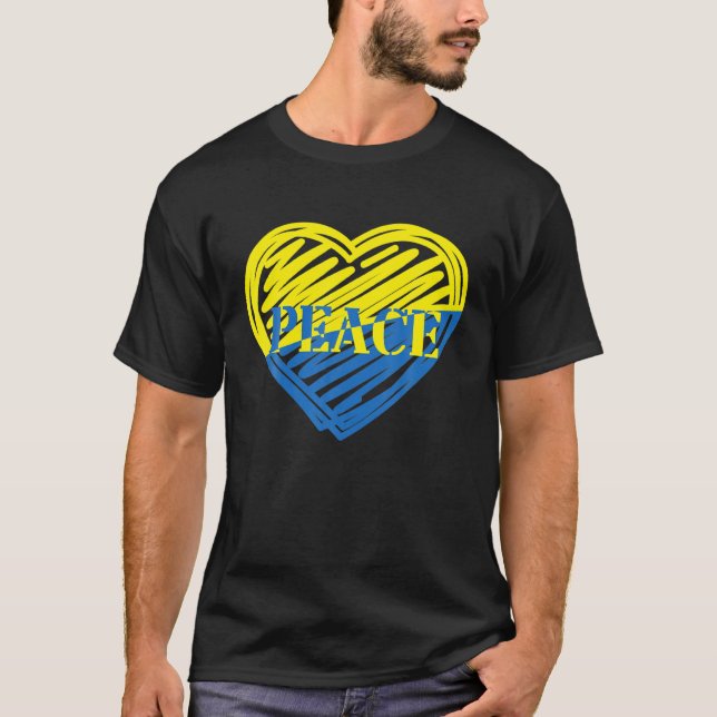 Peace Ukraine Heart Ukrainian Flag I Stand With Uk T-Shirt (Front)