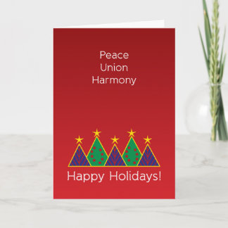 Peace, Union, Harmony Holiday Card