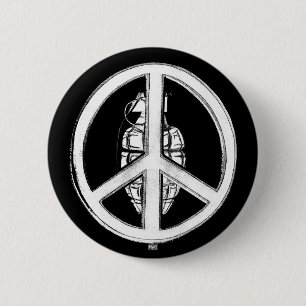 Peace & War (White) 6 Cm Round Badge