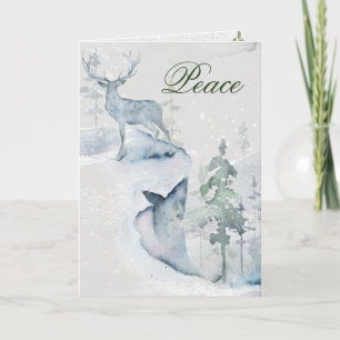 Peace Watercolor Deer on the Cliff Card